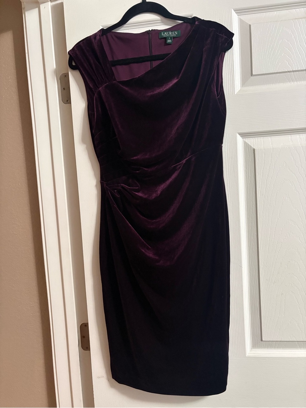 Lauren Ralph Lauren velvet dress sleeveless purple festive evening 6